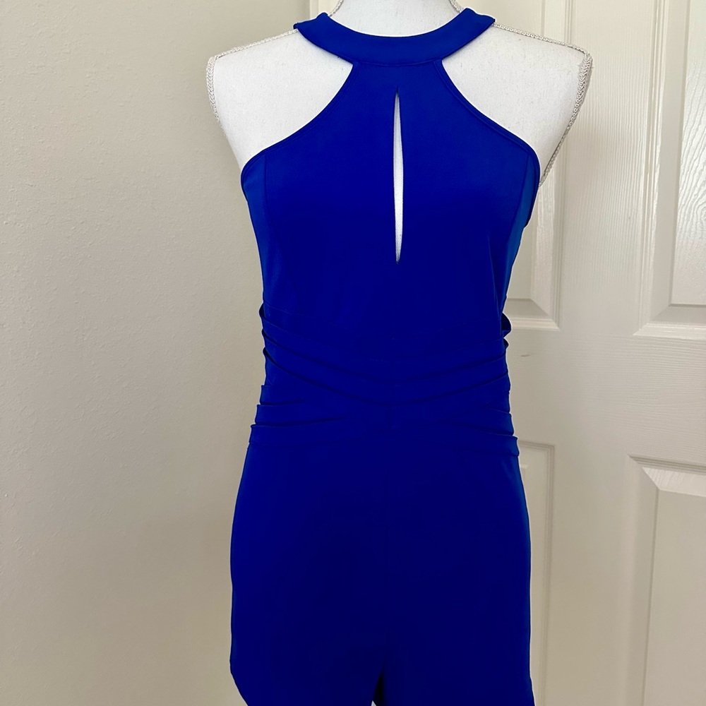 A'gaci Royal Blue Halter Jumpsuit